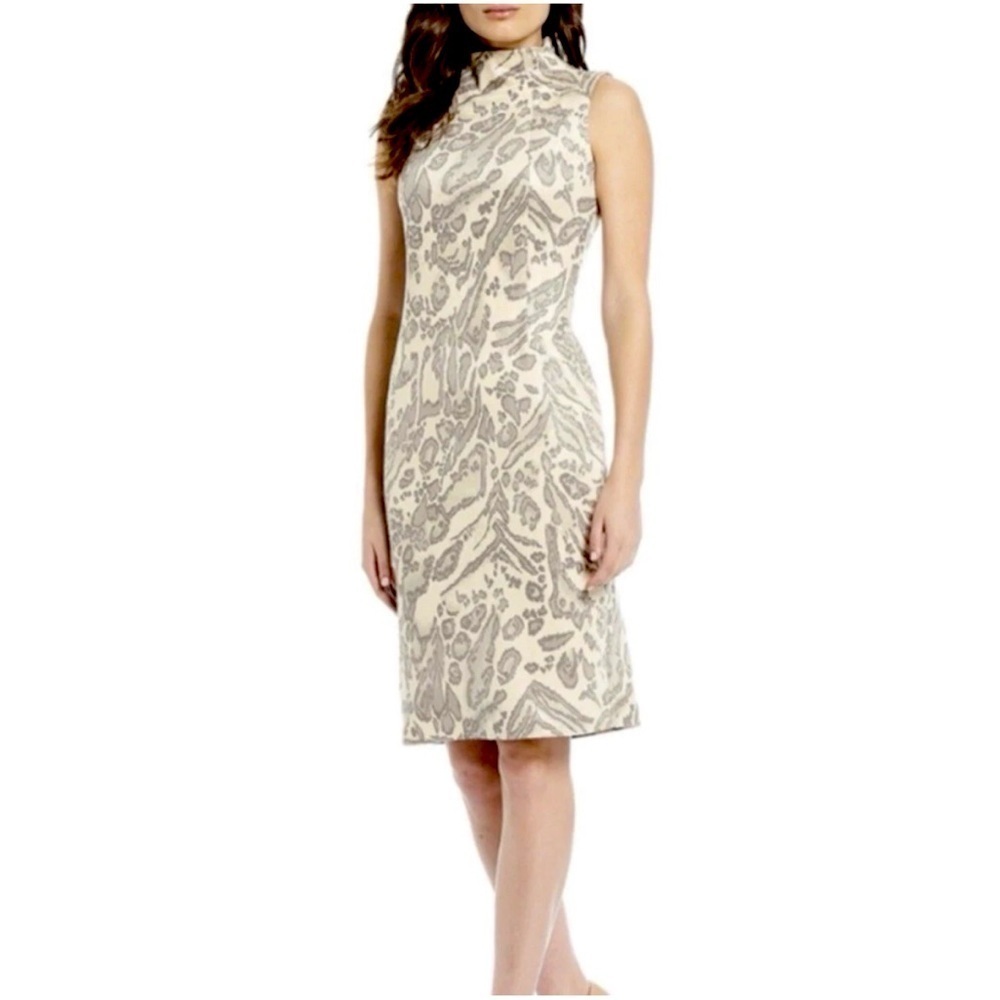 new J.McLaughlin “Liz” Cream Taupe Velvet Jaguar Sleeveless Midi Dress Small - Picture 8 of 8
